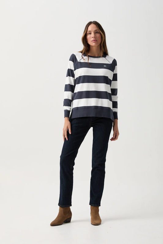 Stripe Sweater Parisian Night/White