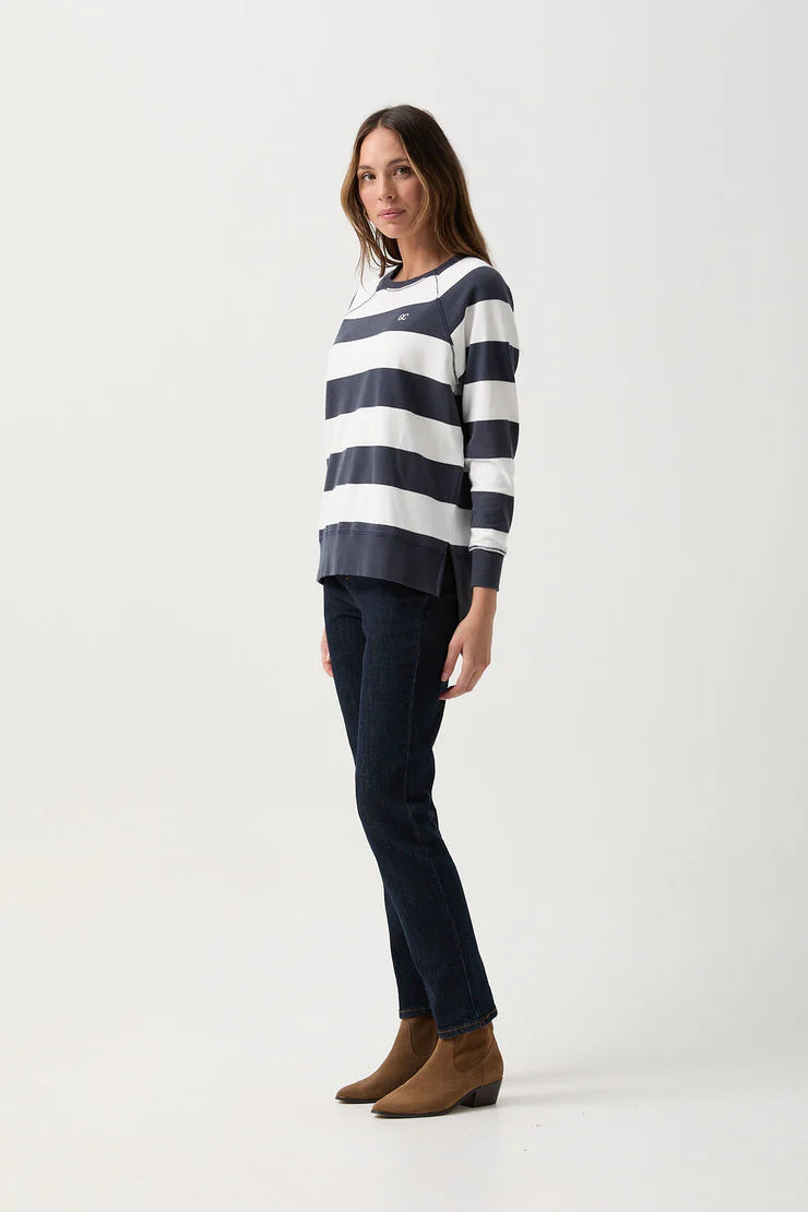 Stripe Sweater Parisian Night/White