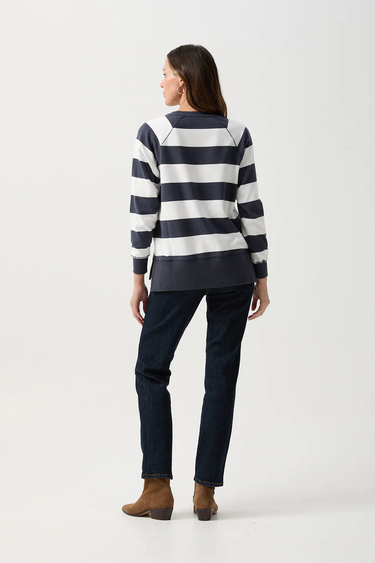 Stripe Sweater Parisian Night/White
