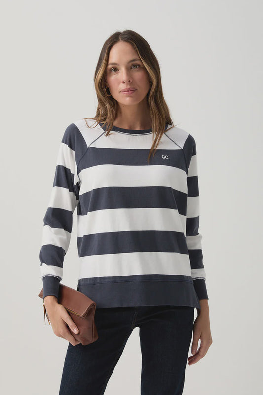 Stripe Sweater Parisian Night/White