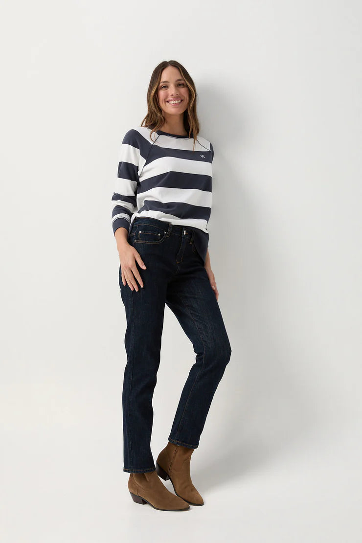 Stripe Sweater Parisian Night/White