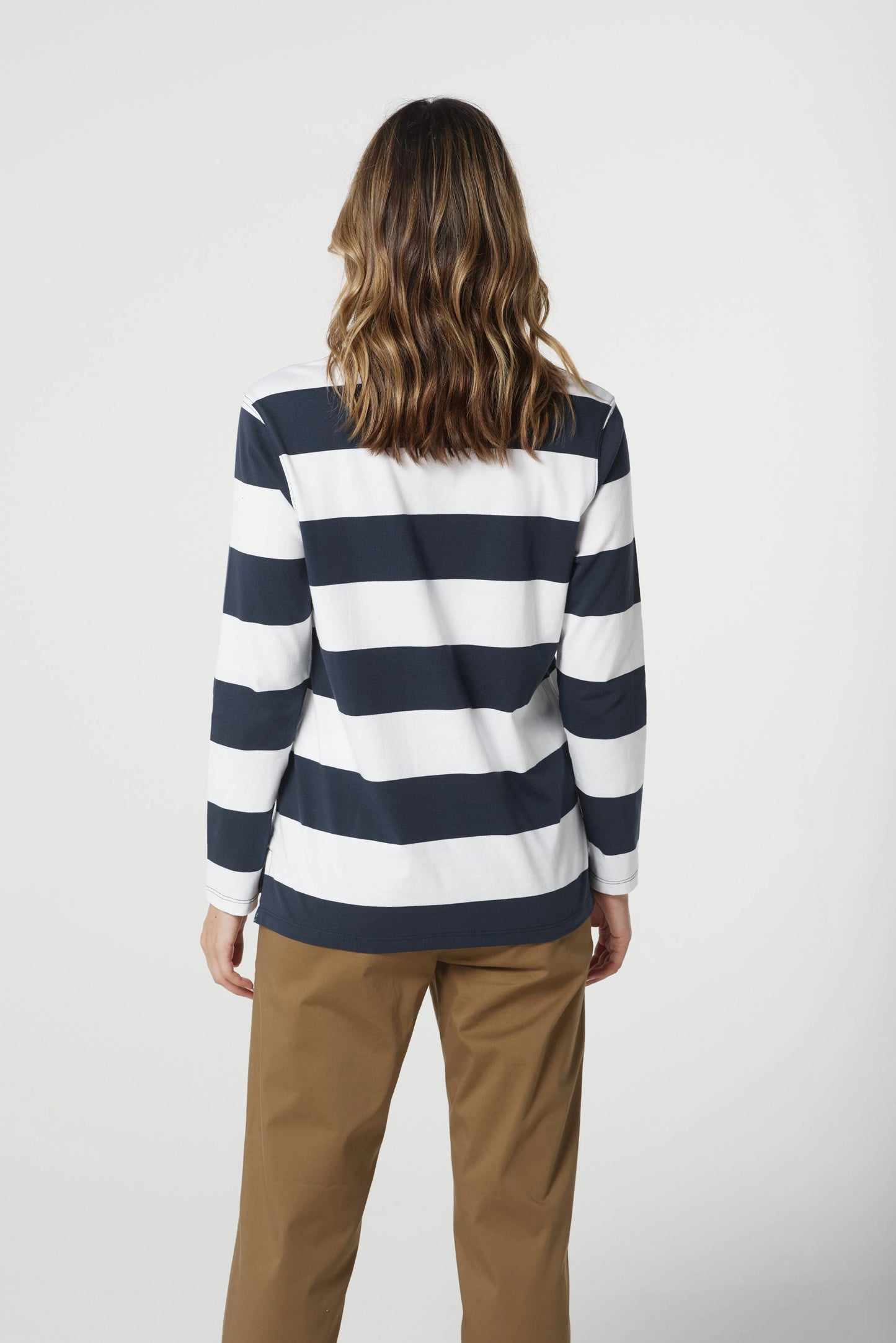 Relaxed Fit Stripe Cotton Rugby Top White/Parisian Navy