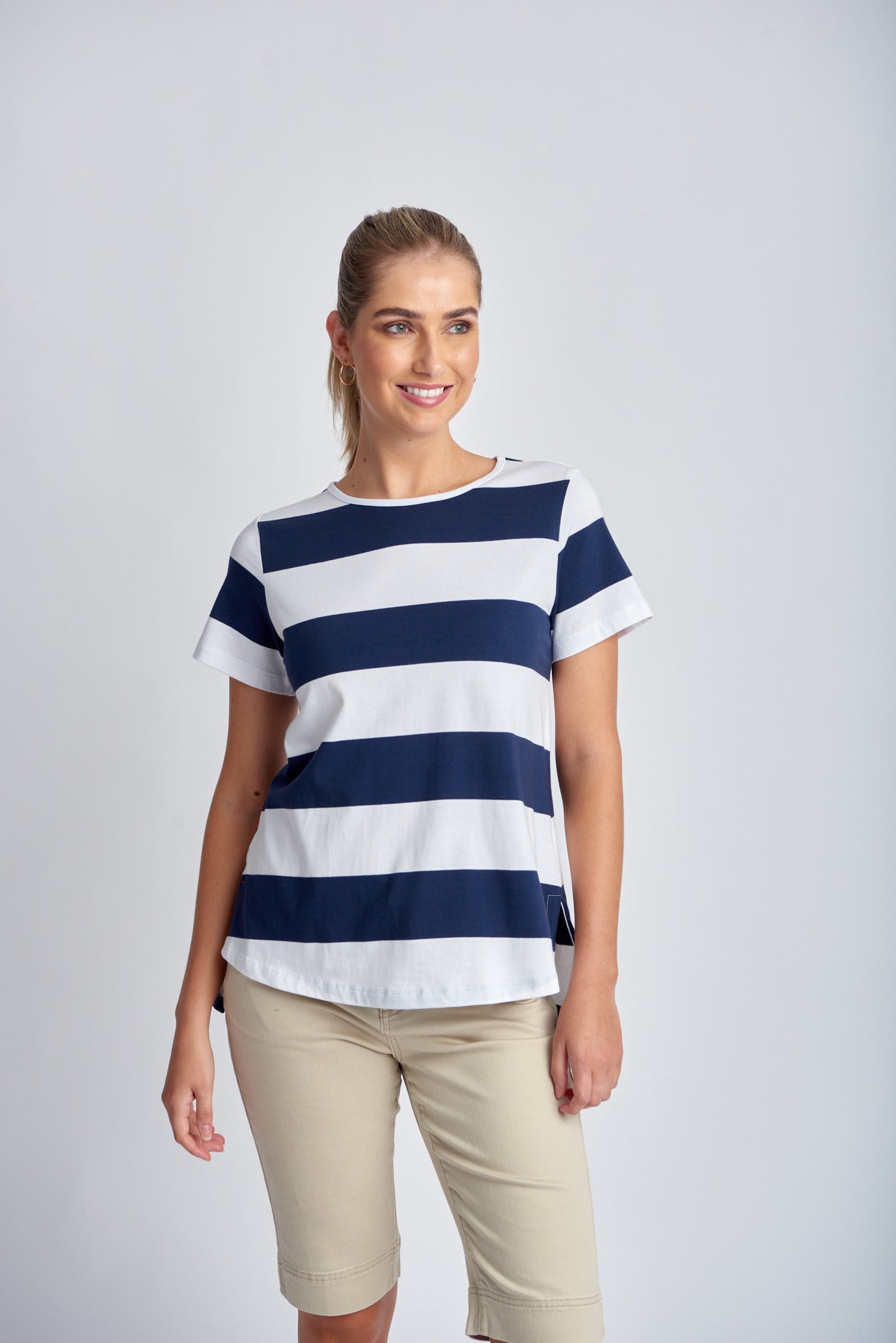 Stripe A-Line Tee Navy/White