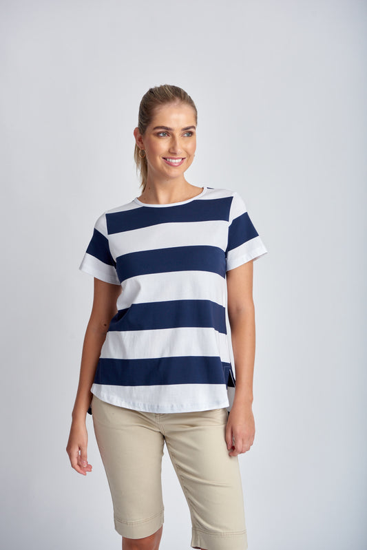 Stripe A-Line Tee Navy/White