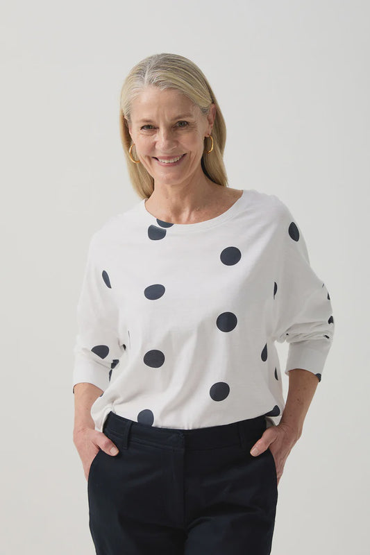 Cotton Boxy Spot Tee - Parisian Night