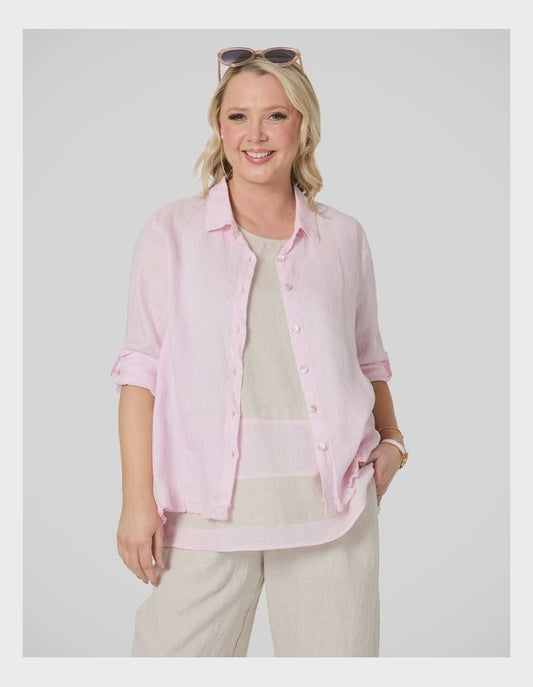 Milly Ruffle Hem Shirt - Pale Pink
