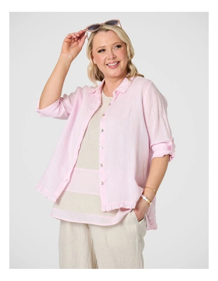 Milly Ruffle Hem Shirt - Pale Pink