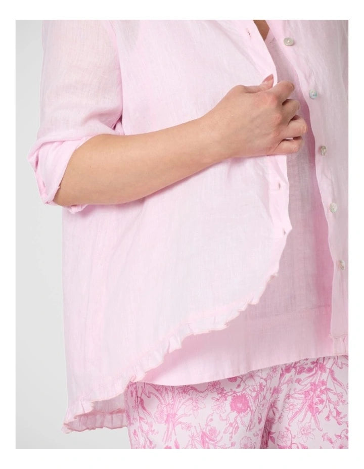 Milly Ruffle Hem Shirt - Pale Pink