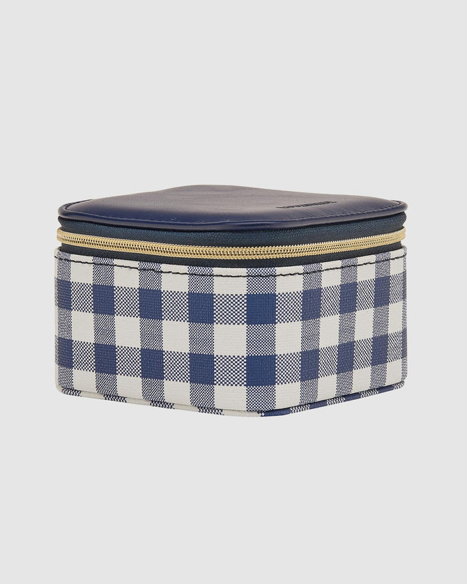 Beau Jewellery Box Navy Gingham