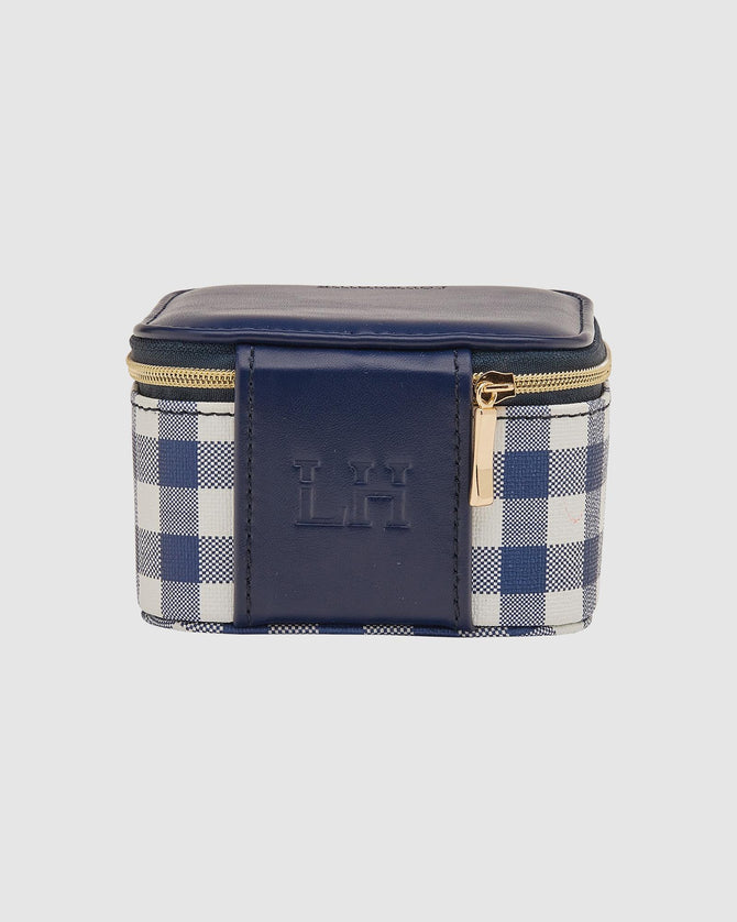 Beau Jewellery Box Navy Gingham