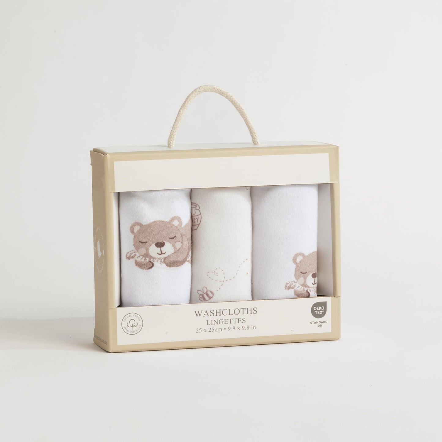 Cuddly Bear - 3 Pack Organic Wash Cloths
