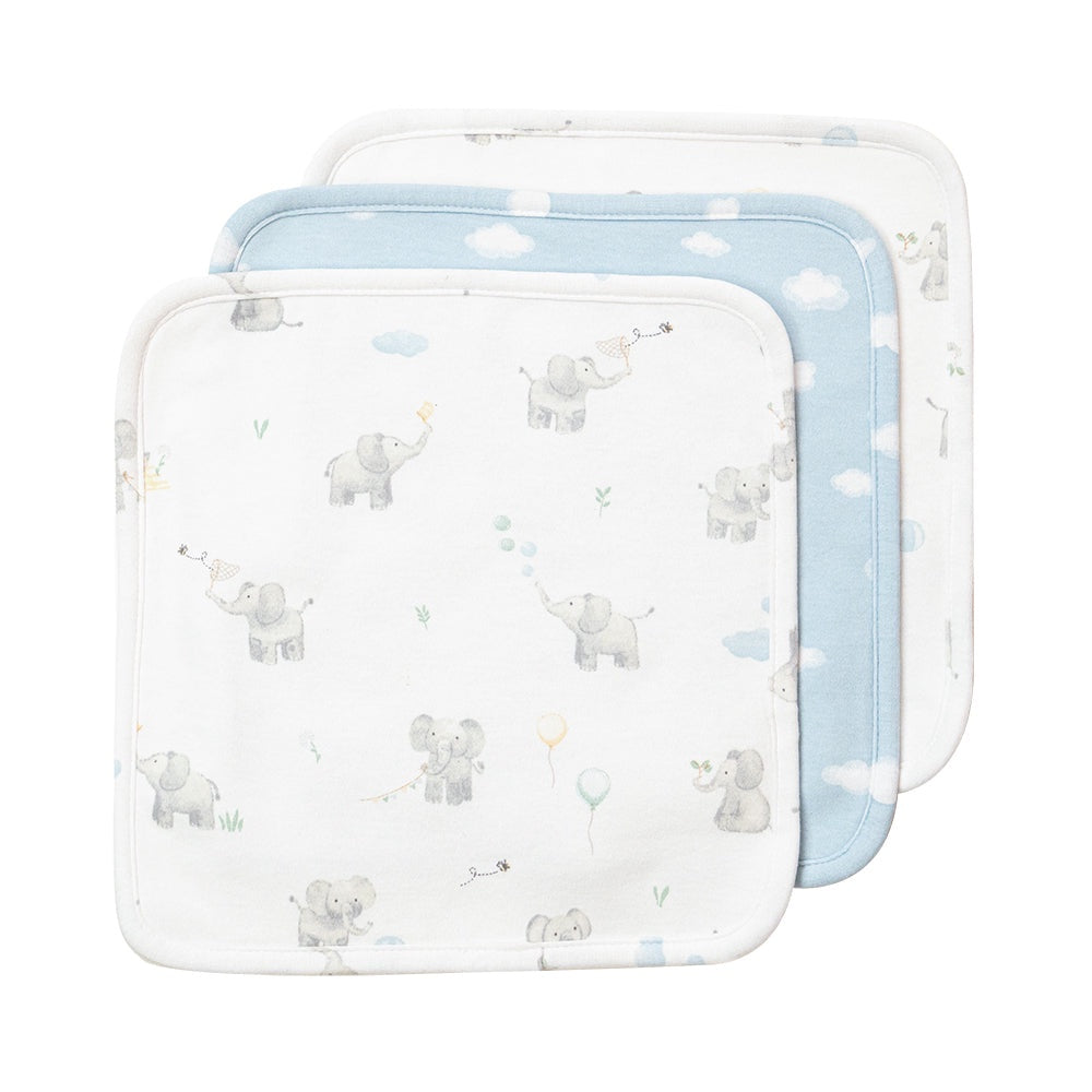 Elephant Playtime - 3 Pack Organic Wash Cloths