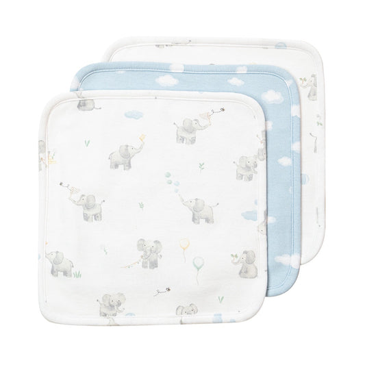 Elephant Playtime - 3 Pack Organic Wash Cloths
