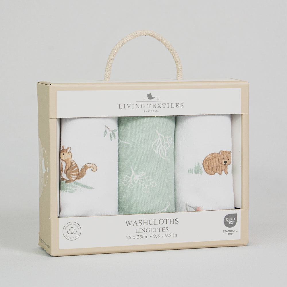 Australiana - 3 Pack Organic Wash Cloths