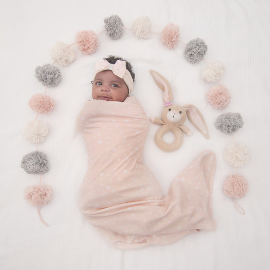 Jersey Swaddle & Rattle - Floral/Bunny