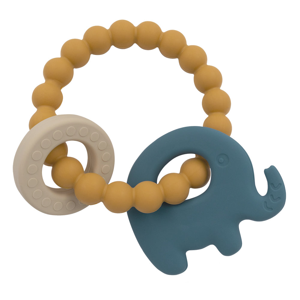 Silicone Elephant Teether - Steel Blue