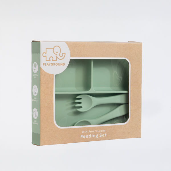 Silicone Feeding Set- Light Sage