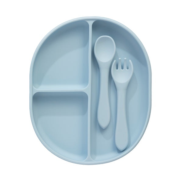 Silicone Feeding Set- Dusty Blue