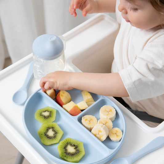 Silicone Feeding Set- Dusty Blue