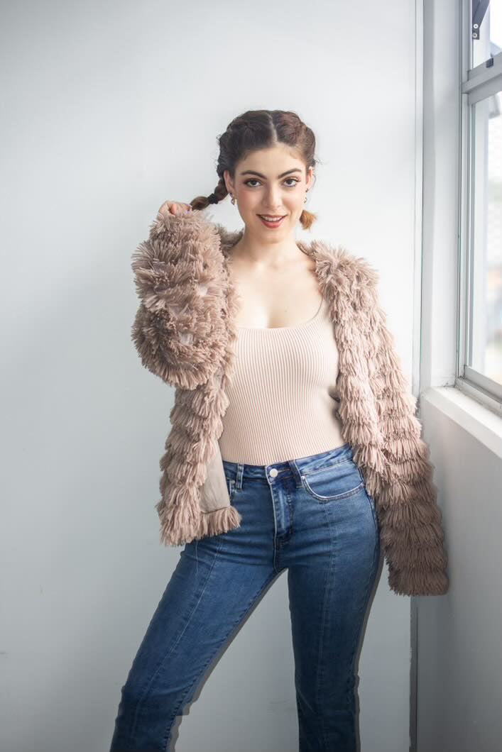 Fringe Fur Coat - Pink