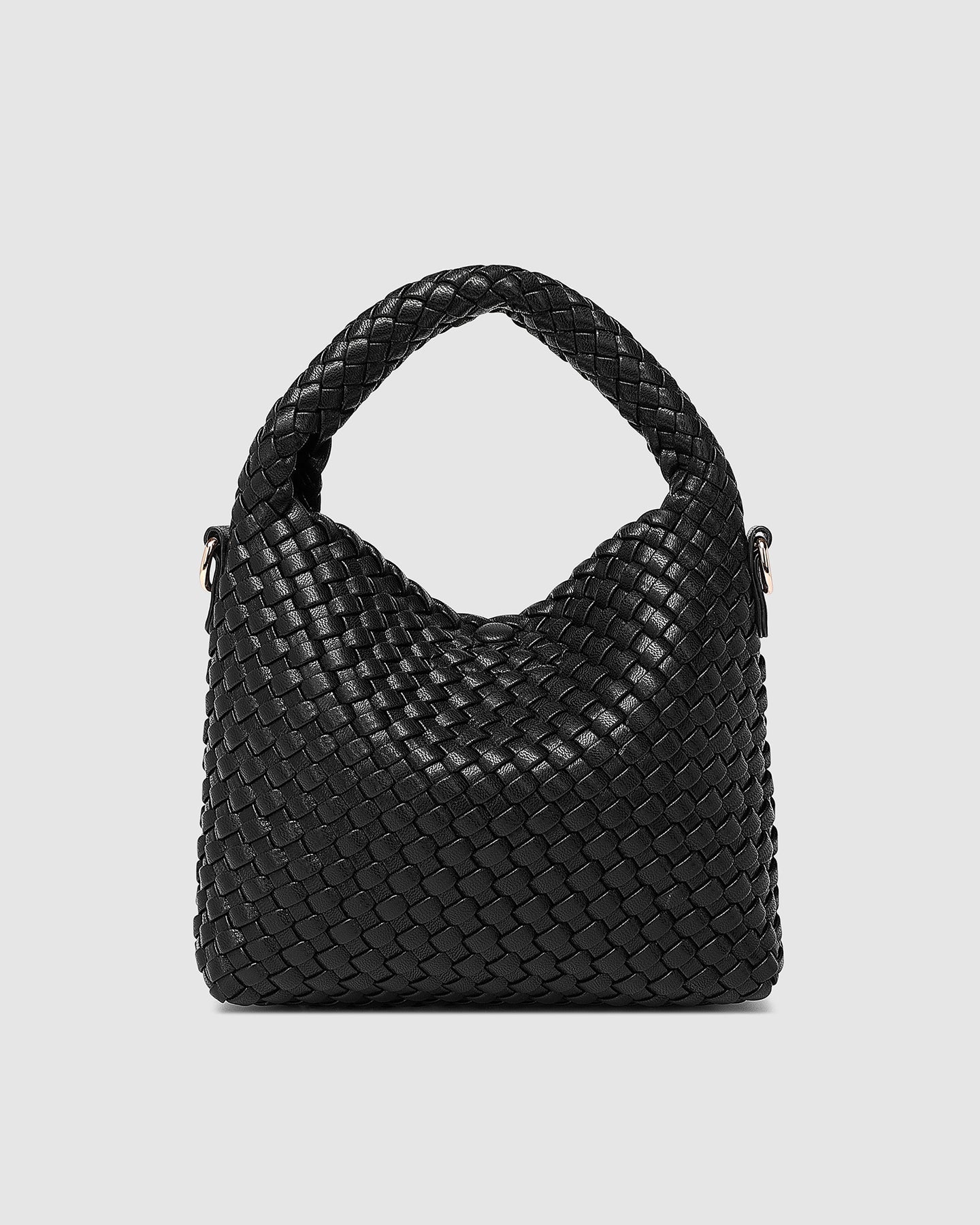 Gabby Mini Woven Shoulder Bag - Black