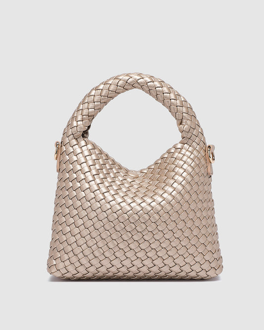 Gabby Mini Woven Shoulder Bag - Pink Champagne