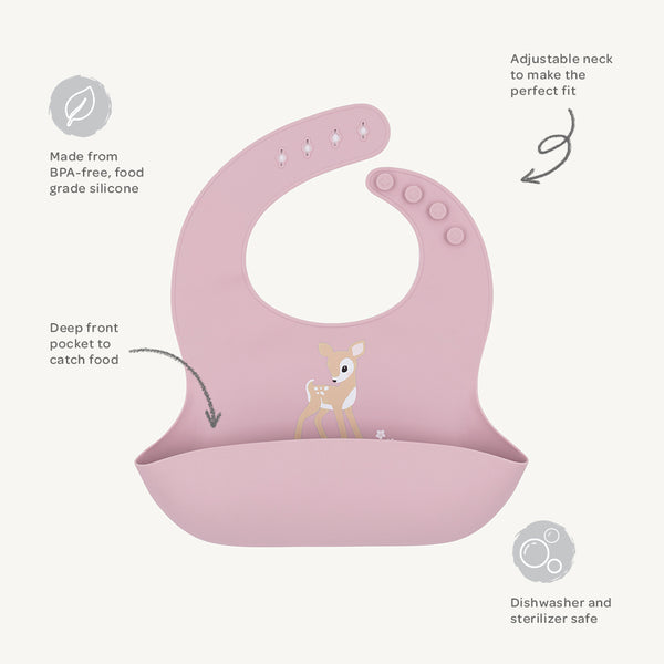 Silicone Bib - Fawn/ Lilac