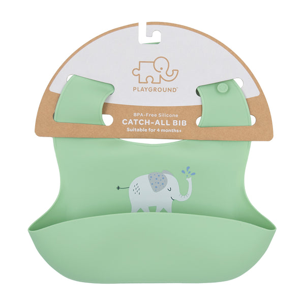 Silicone Bib - Elephant/ Sage