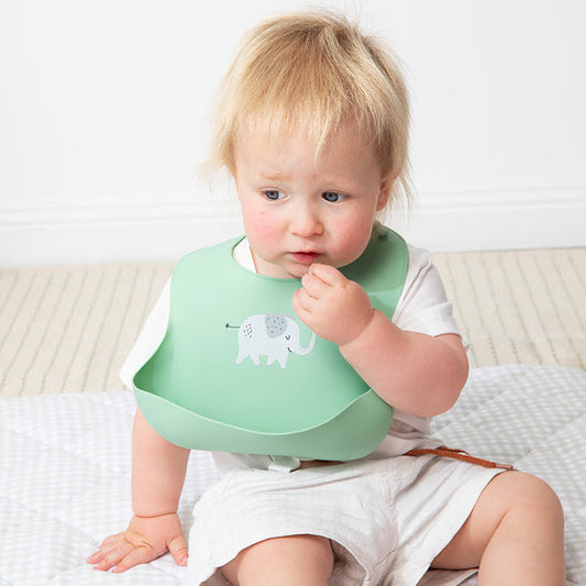 Silicone Bib - Elephant/ Sage