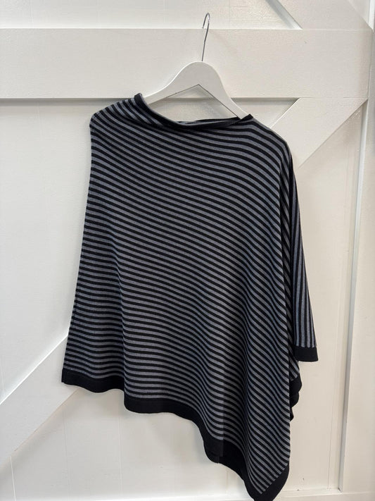 100% Merino Stripe Poncho