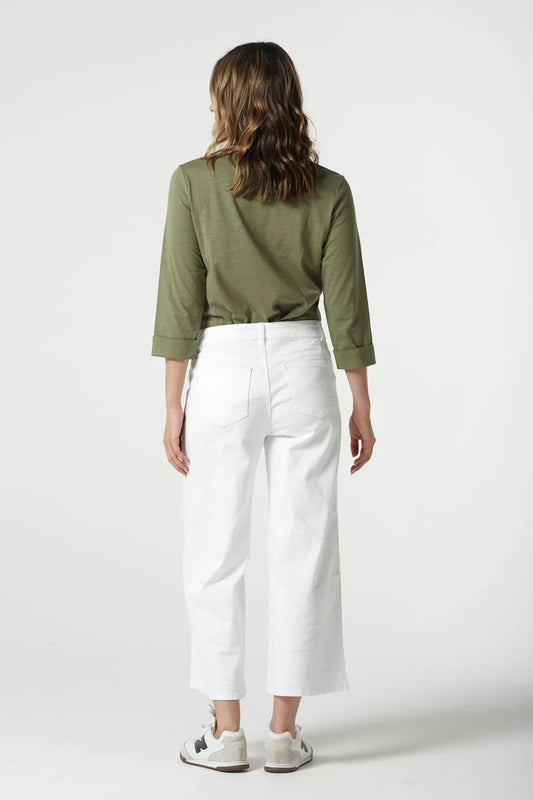5 Pocket Crop Wide Leg Jean - White