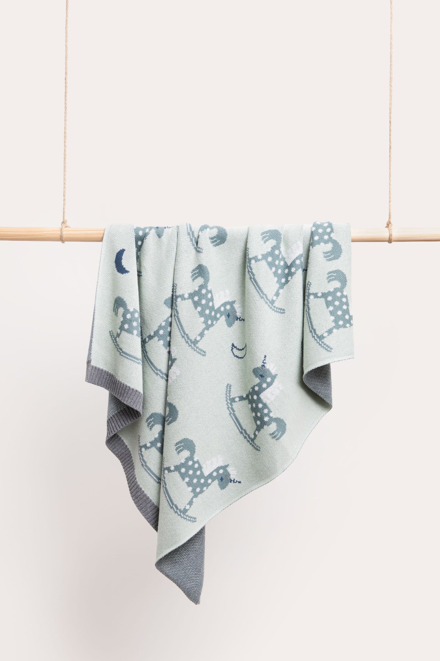 Magical Unicorn Knit Baby Blanket - Sage