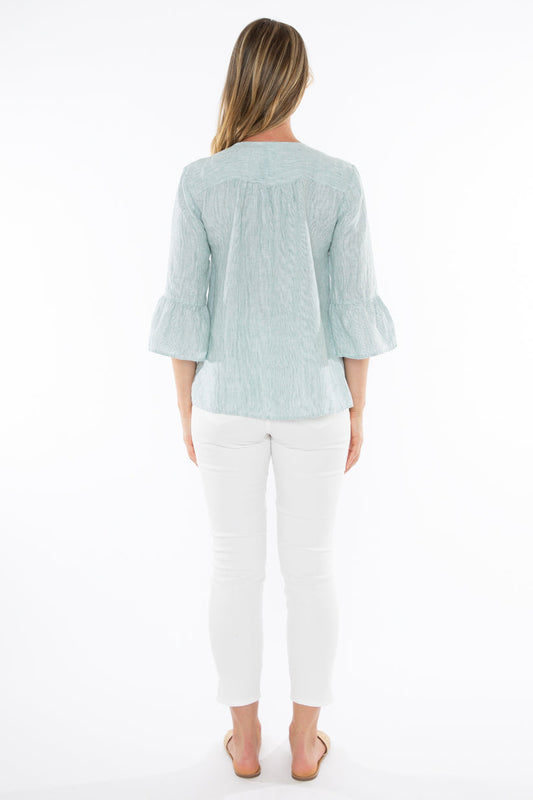 Core Stripe Top - Clover/White