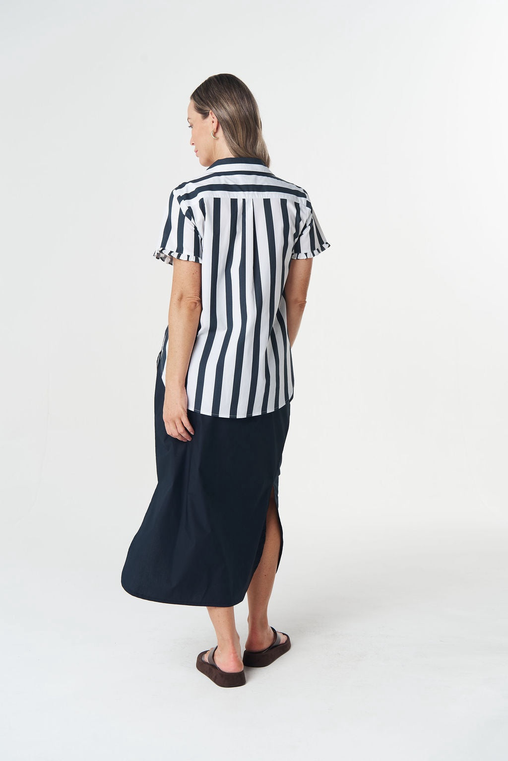 The Dune Ruffle Sleeve Stripe Shirt