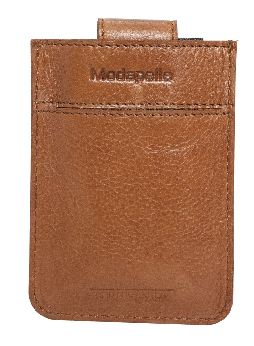 Leather Credit Card Holder - Tan