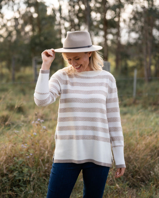 Wool Blend Chevron Stripe Sweater