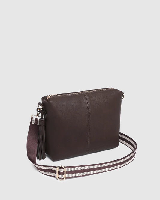 Daisy Stripe Crossbody Bag - Chocolate