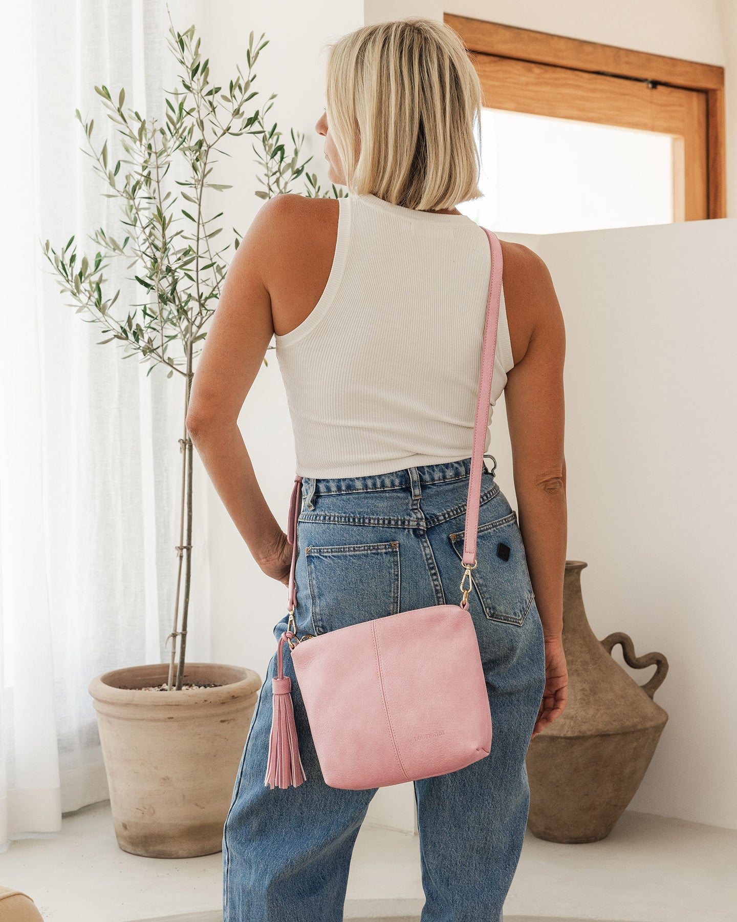 Kasey Stripe Crossbody Bag - Blush Pink