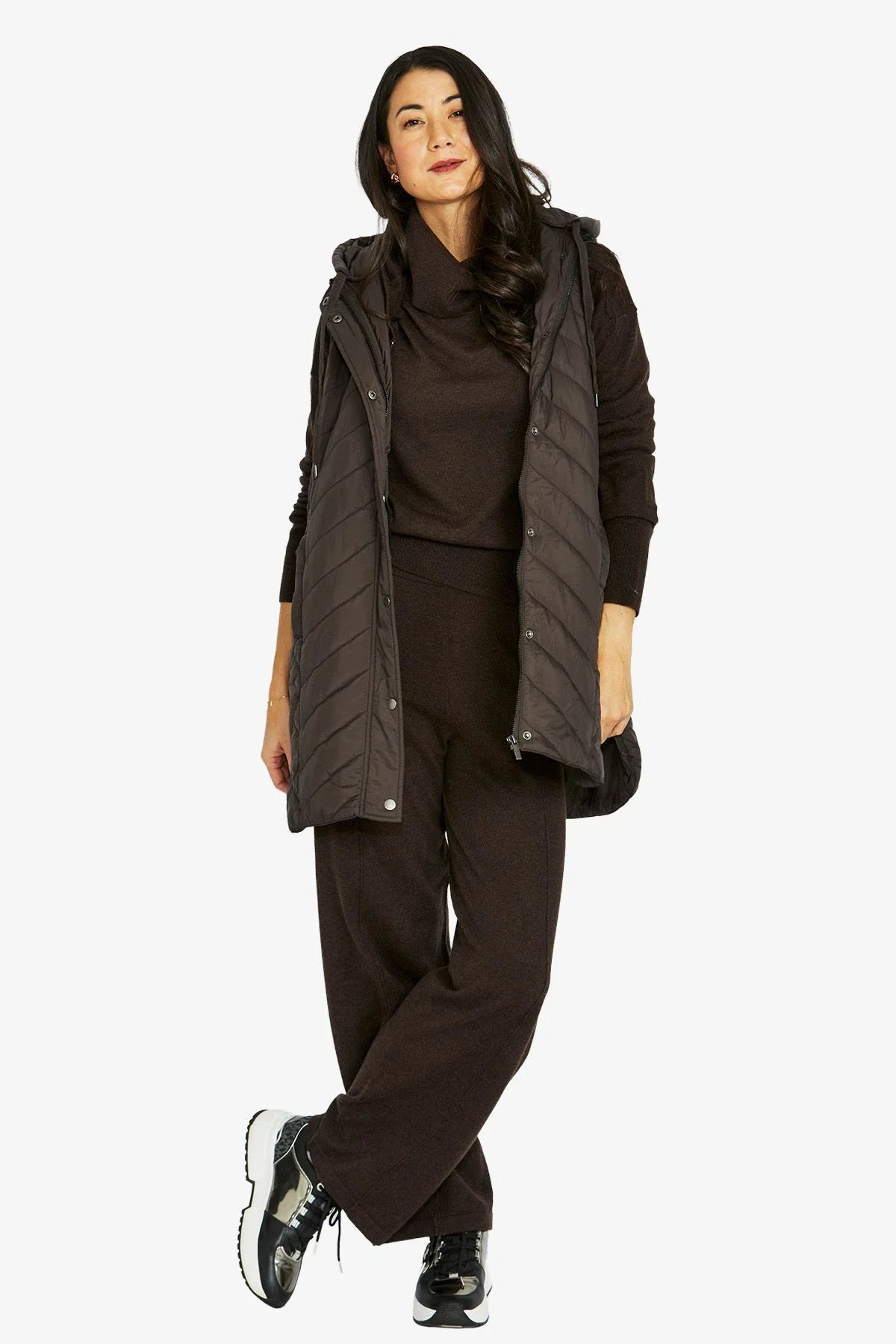 Raglan Cowl Pullover - Dark Chocolate Marle