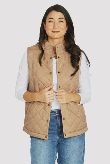 Reversible Quilted Vest - Cashew