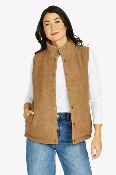 Reversible Quilted Vest - Cashew