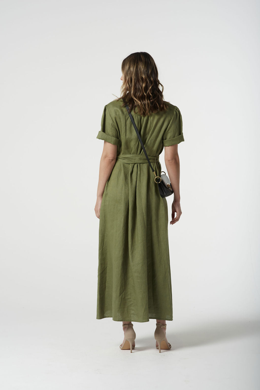 Short Sleeve Shirt Dress - Sage