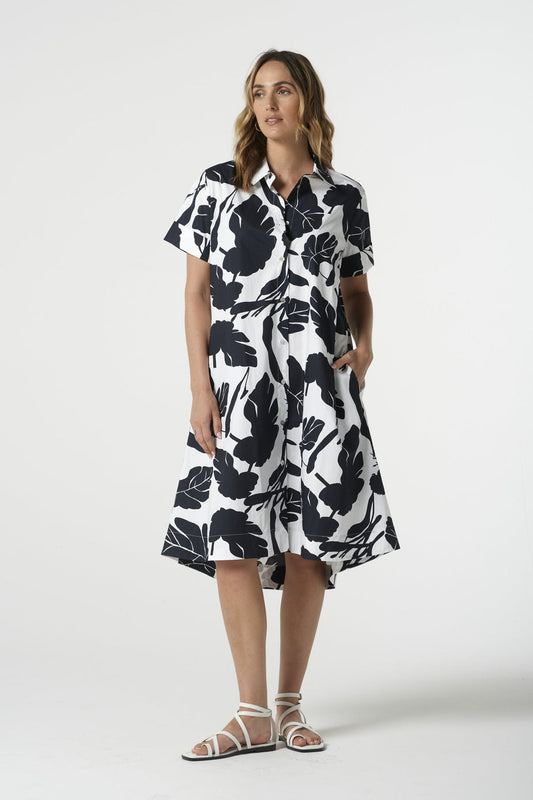 Block Leaf Print Dress