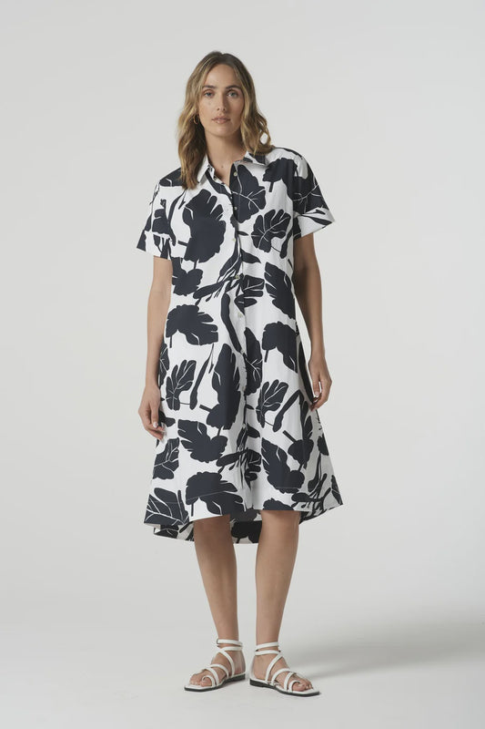 Block Leaf Print Dress