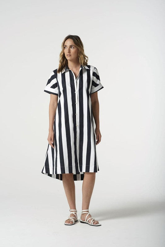 Thick Stripe Dress - Navy/White