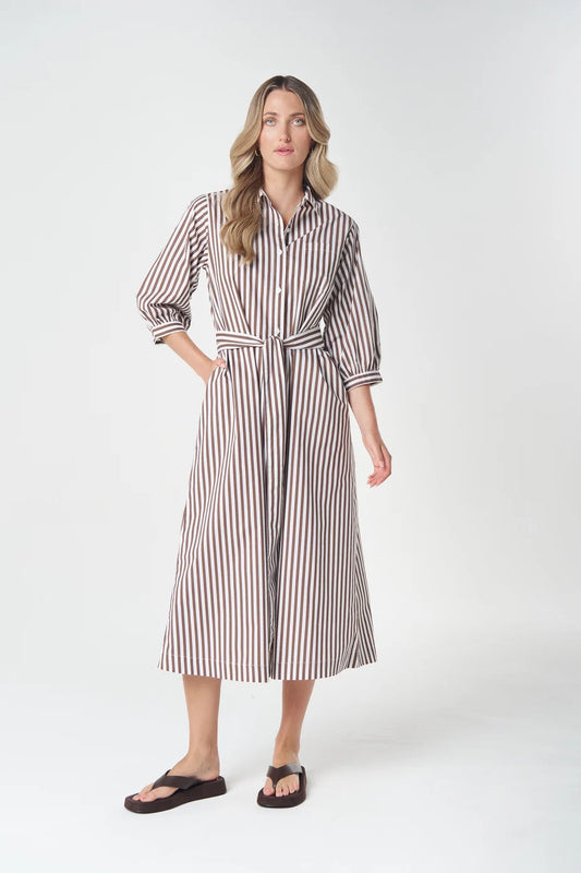 Ivy Cotton Maxi Dress - Chocolate Stripe