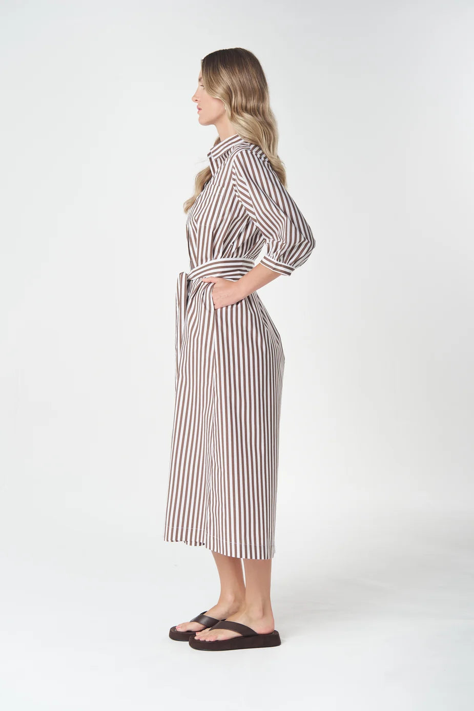 Ivy Cotton Maxi Dress - Chocolate Stripe