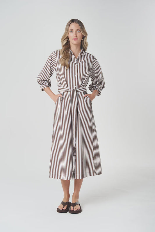 Ivy Cotton Maxi Dress - Chocolate Stripe