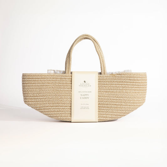 Natural - Cotton Rope Nappy Caddy with Divider