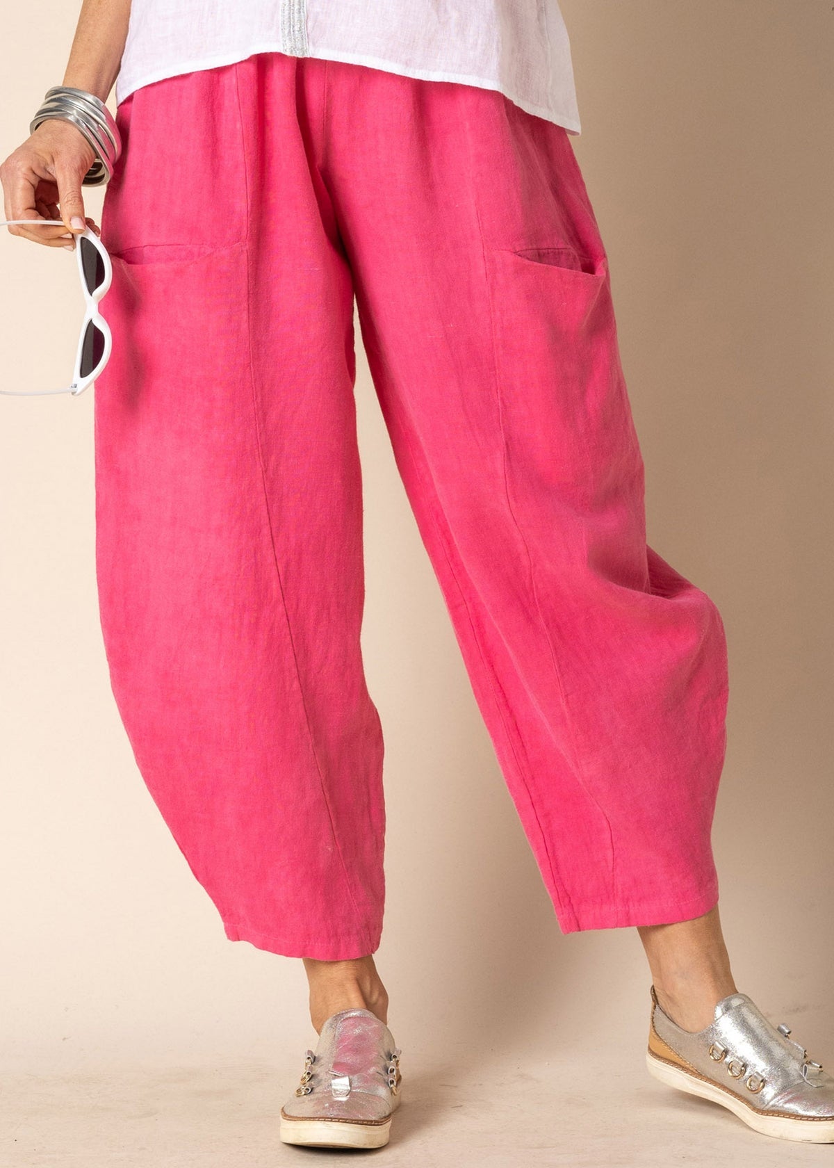 Florencia Linen Pants - Raspberry Sorbet